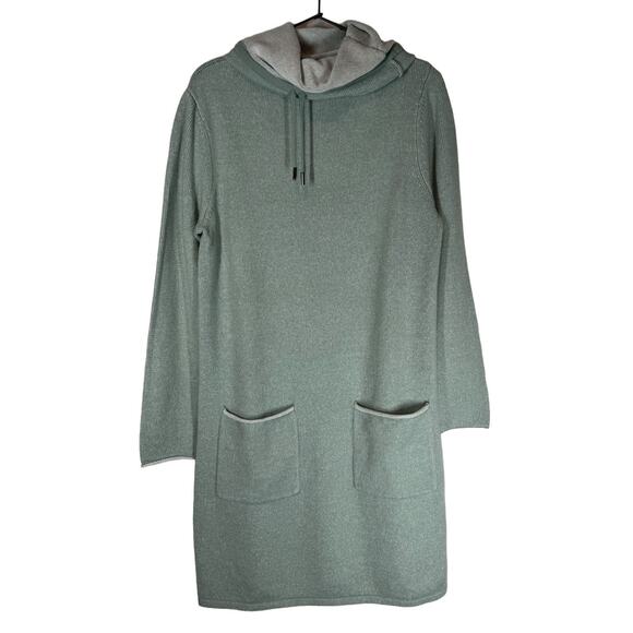 Madeleine Knitted Dress with Wide Turtleneck Virgin Wool Cashmere Sage Green 6 8 - Picture 8 of 12